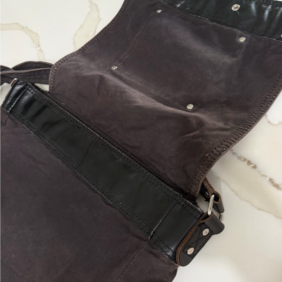 DIESEL I.N.D. VINTAGE BLACK/brown CANVAS Cotton MESSENGER CROSSBODY SHOULDER BAG - Picture 8 of 16